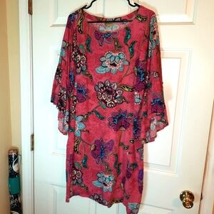 Democracy floral dress sz. LG flared sleeves back buttons for fashion